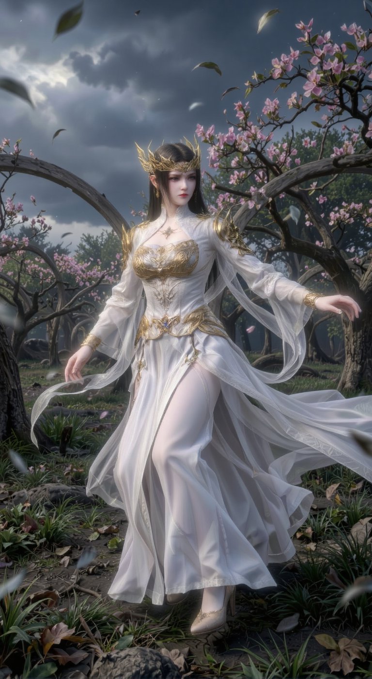 In a dramatic,  high-fashion action pose,  the subject is captured mid-turn by V33N4 on Tensor.Art