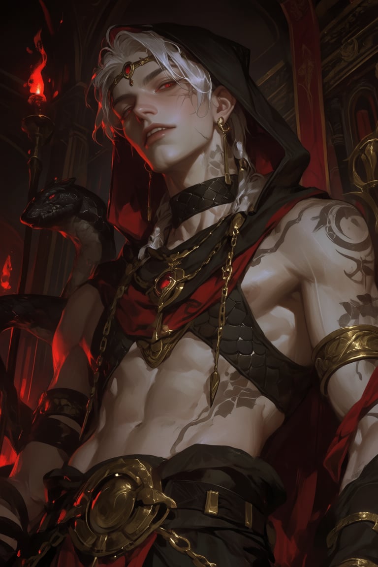 male,  cobra_hood,  white_hair by PinkCotton 🎐 on Tensor.Art