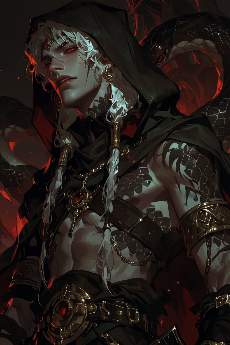 male,  cobra_hood,  white_hair by PinkCotton 🎐 on Tensor.Art