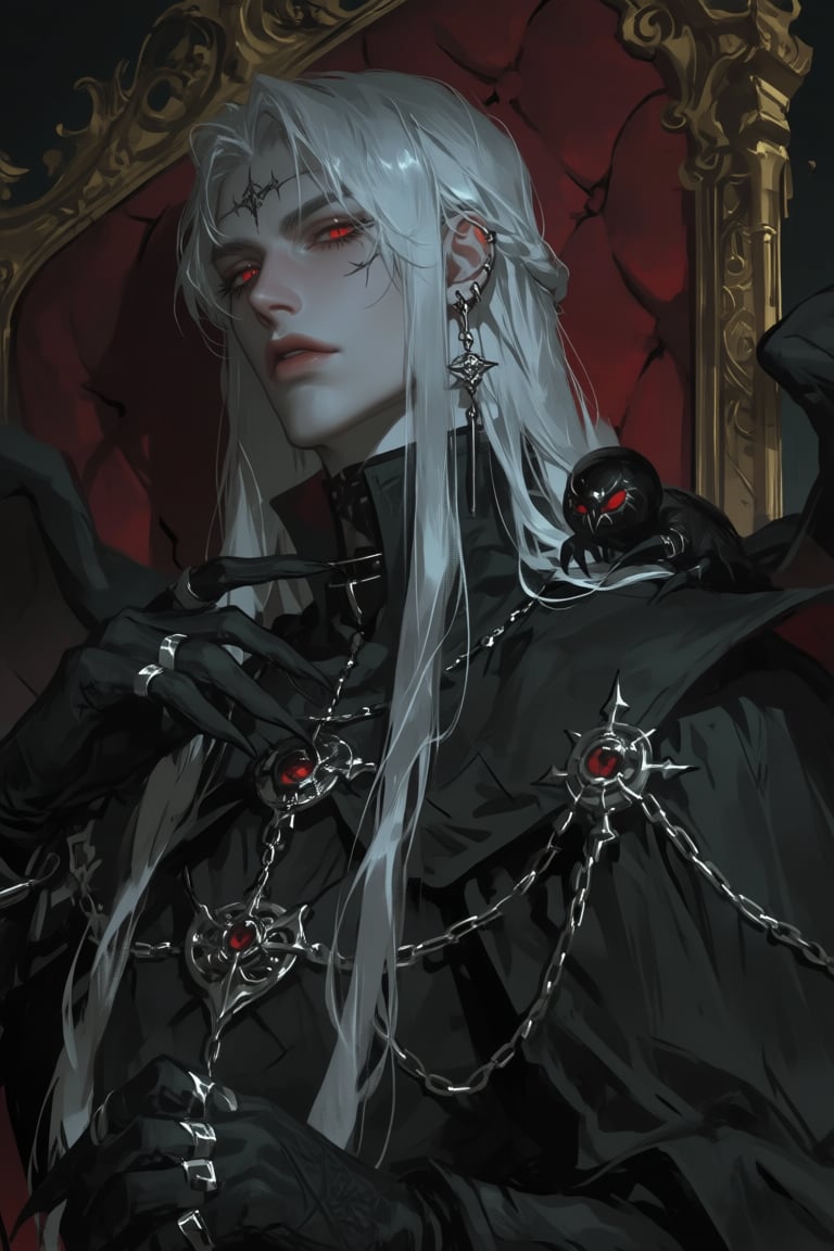 male,  spider_traits,  long_silver_hair by PinkCotton 🎐 on Tensor.Art
