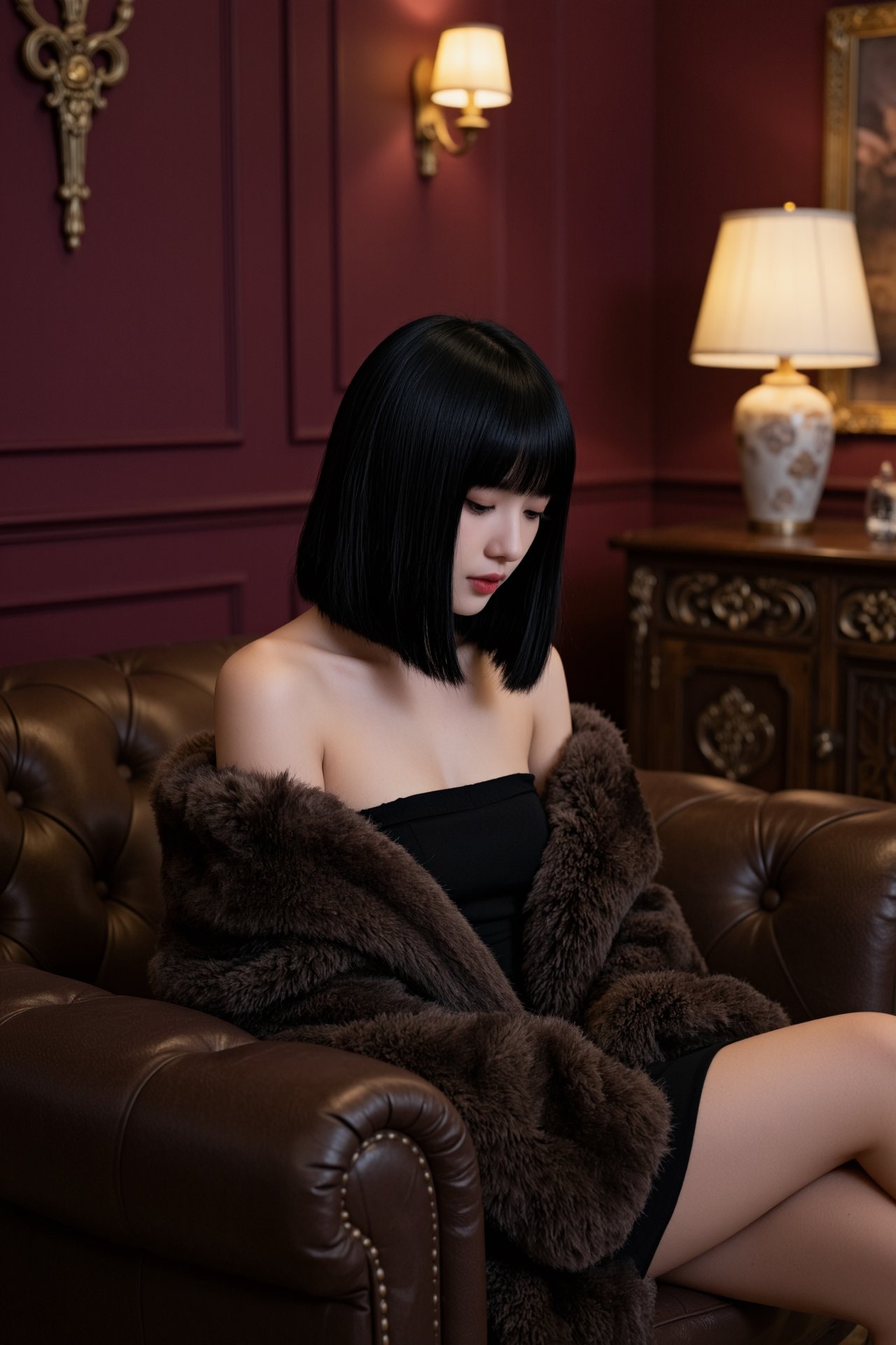 画幅比例 2:3,  主体为一位气质清冷的年轻东亚女性,  造型是乌黑顺滑的齐肩波波头 by RAY3780 on Tensor.Art