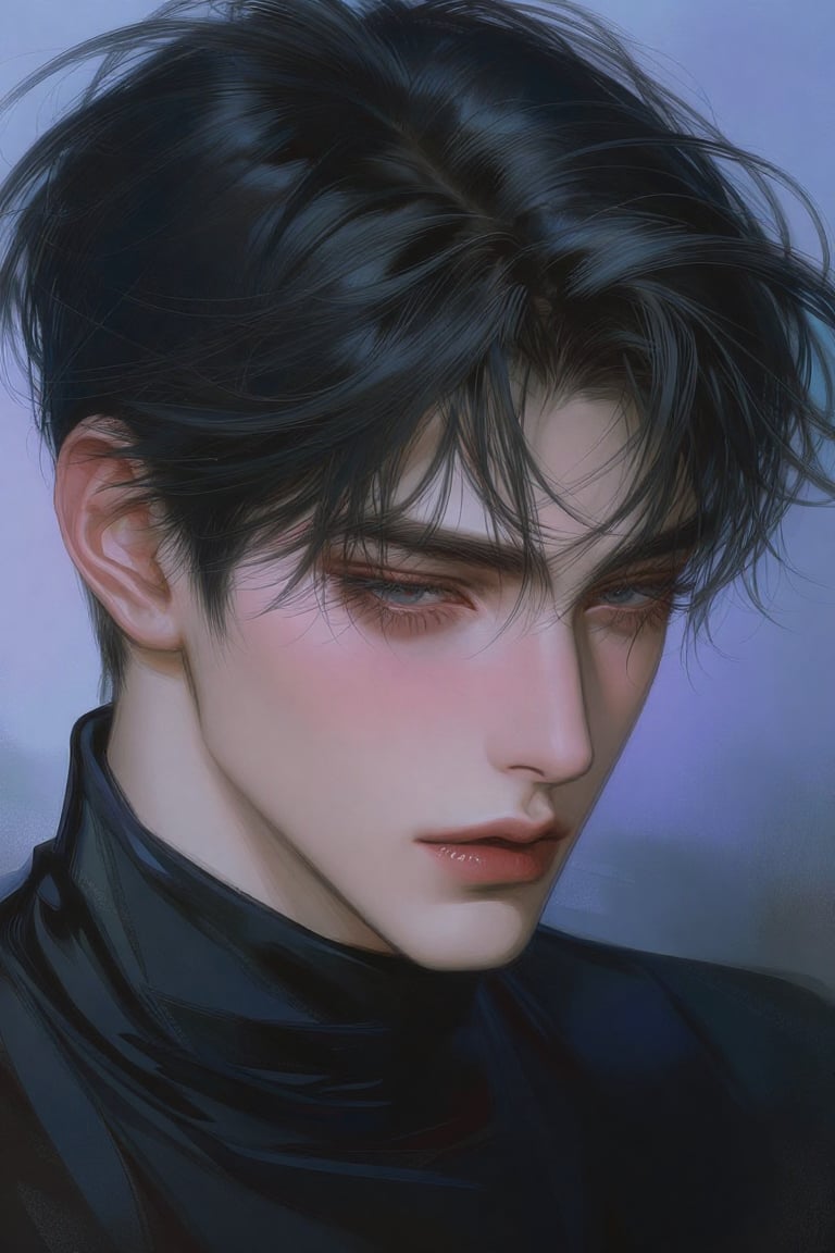 (Highly refined art style) 1male,  solo,  semi realistic young man by Aily on Tensor.Art