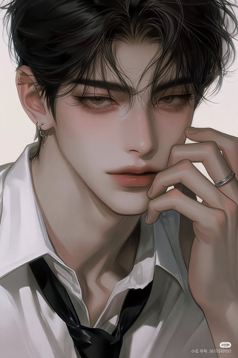 (Highly refined art style) 1male,  solo,  semi realistic young man by Aily on Tensor.Art