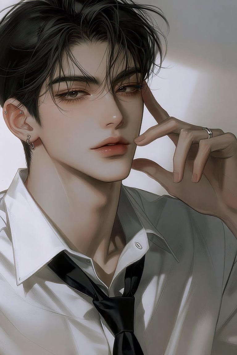 (Highly refined art style) 1male,  solo,  semi realistic young man by Aily on Tensor.Art