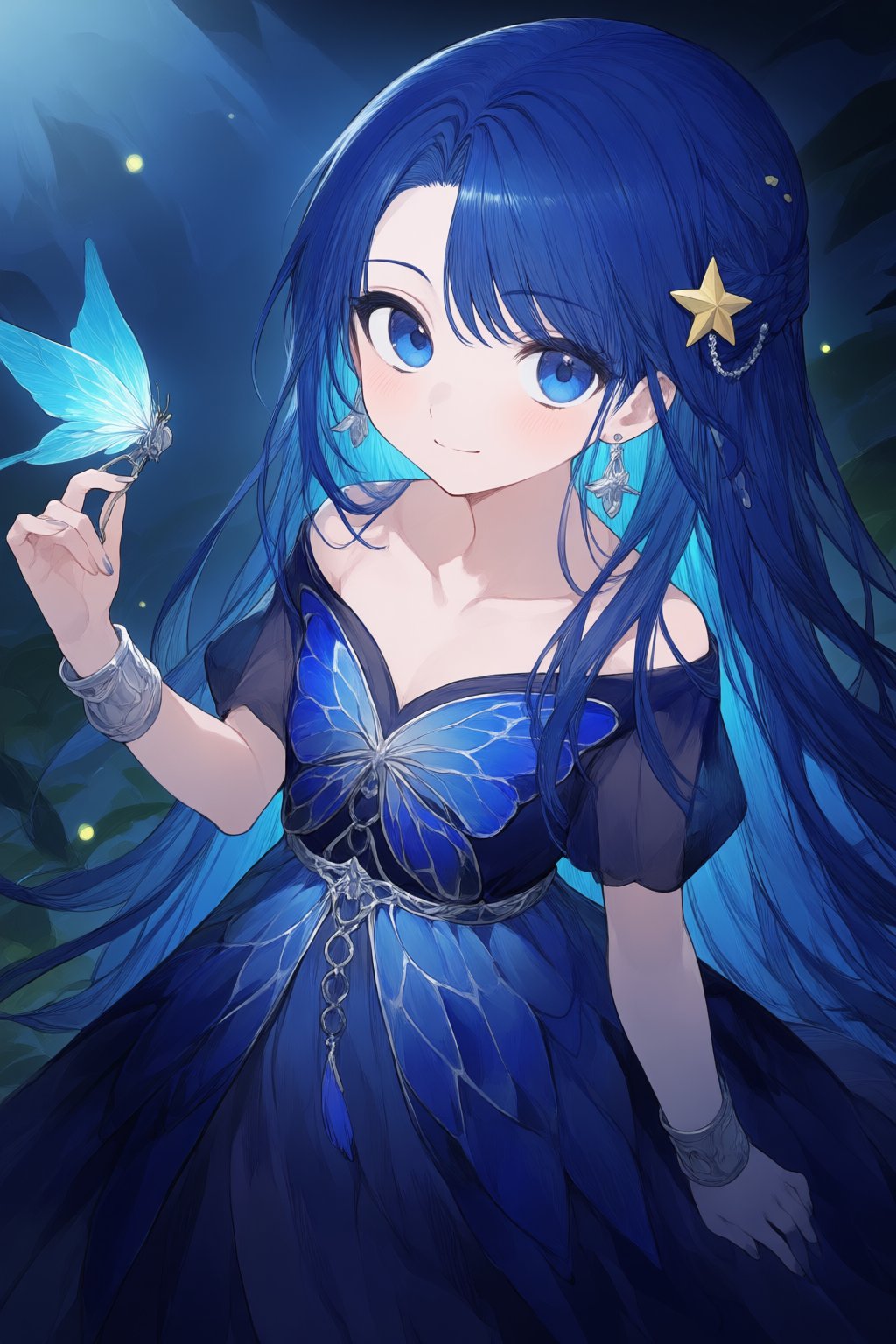 1girl,  blue hair,  star hairpin by Light01 on Tensor.Art