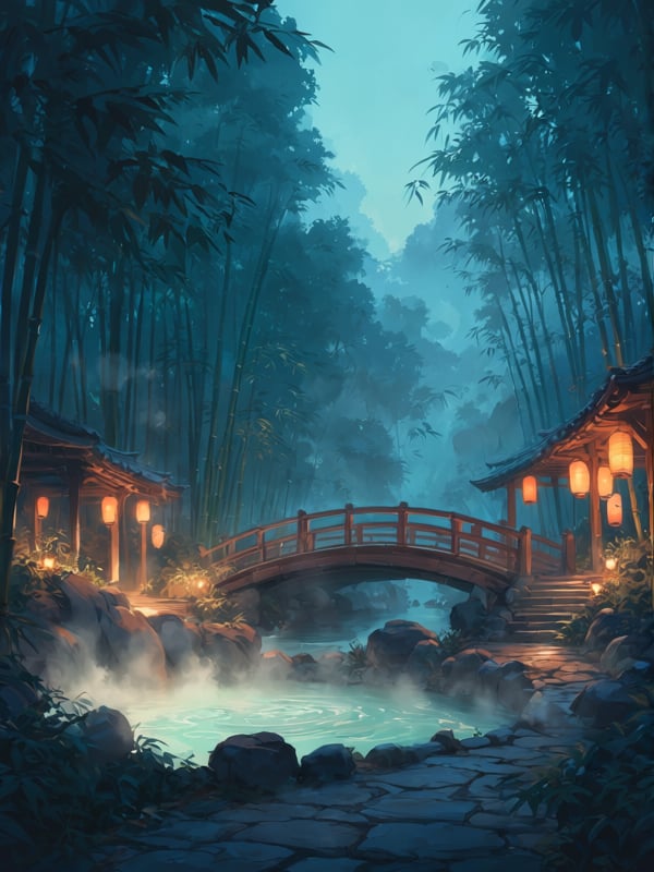 no human,  exterior,  thermal hot spring by MissFidonyo on Tensor.Art