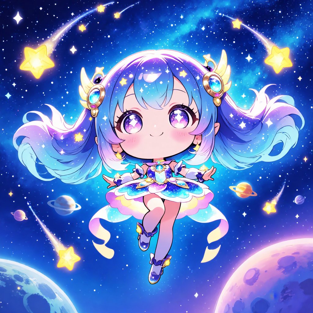 (galaxy idol costume,  celestial accessories),  (massive eyes by 🌻KEI🌻 on Tensor.Art