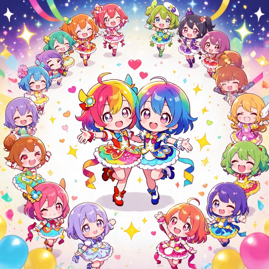 (various cute outfits),  (multiple expressions,  rainbow hairstyles) by 🌻KEI🌻 on Tensor.Art