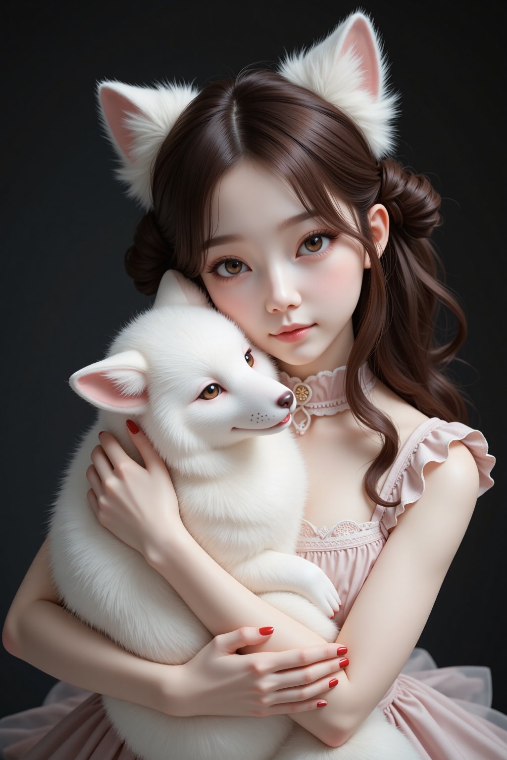 WLOP style,  3D CG artwork,  close-up micro top-down view of an East Asian beautiful girl by Singuen on Tensor.Art