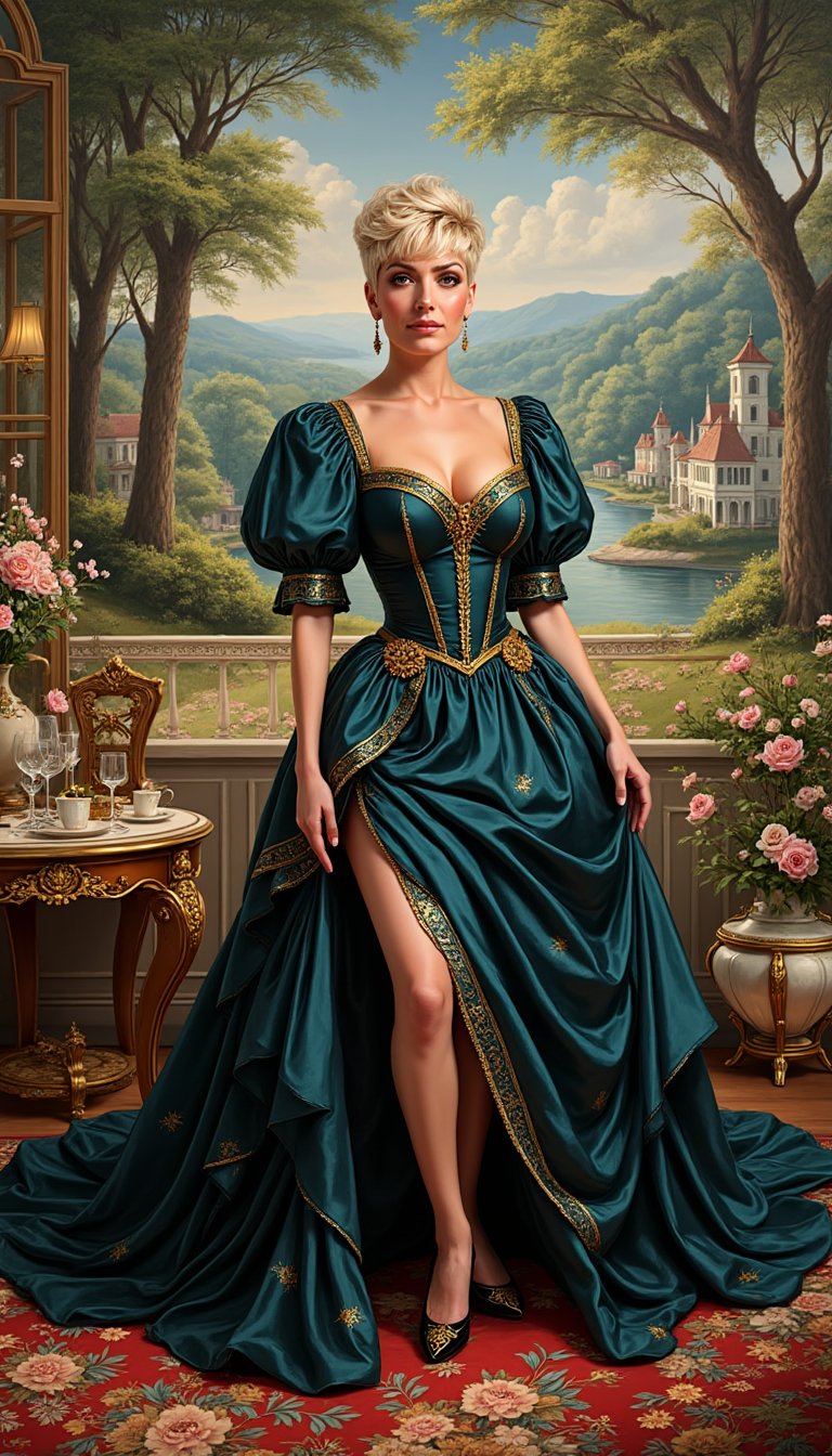 Dinah Laurel Lance,  stunning victorian dress,  breathtaking super short pixie hairstyle by VisionBlue on Tensor.Art