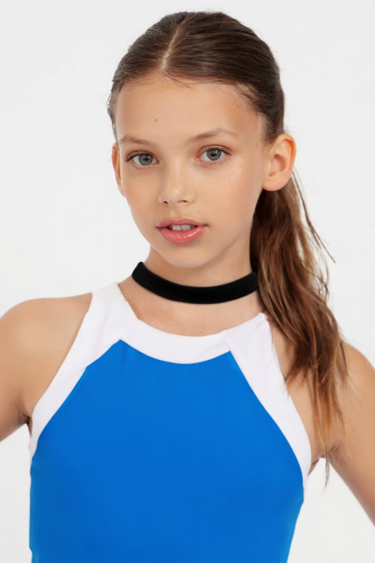 Portrait of Mixxy. She is wearing a tennis uniform and a choker,  her hair is in a ponytail. by turnbo on Tensor.Art