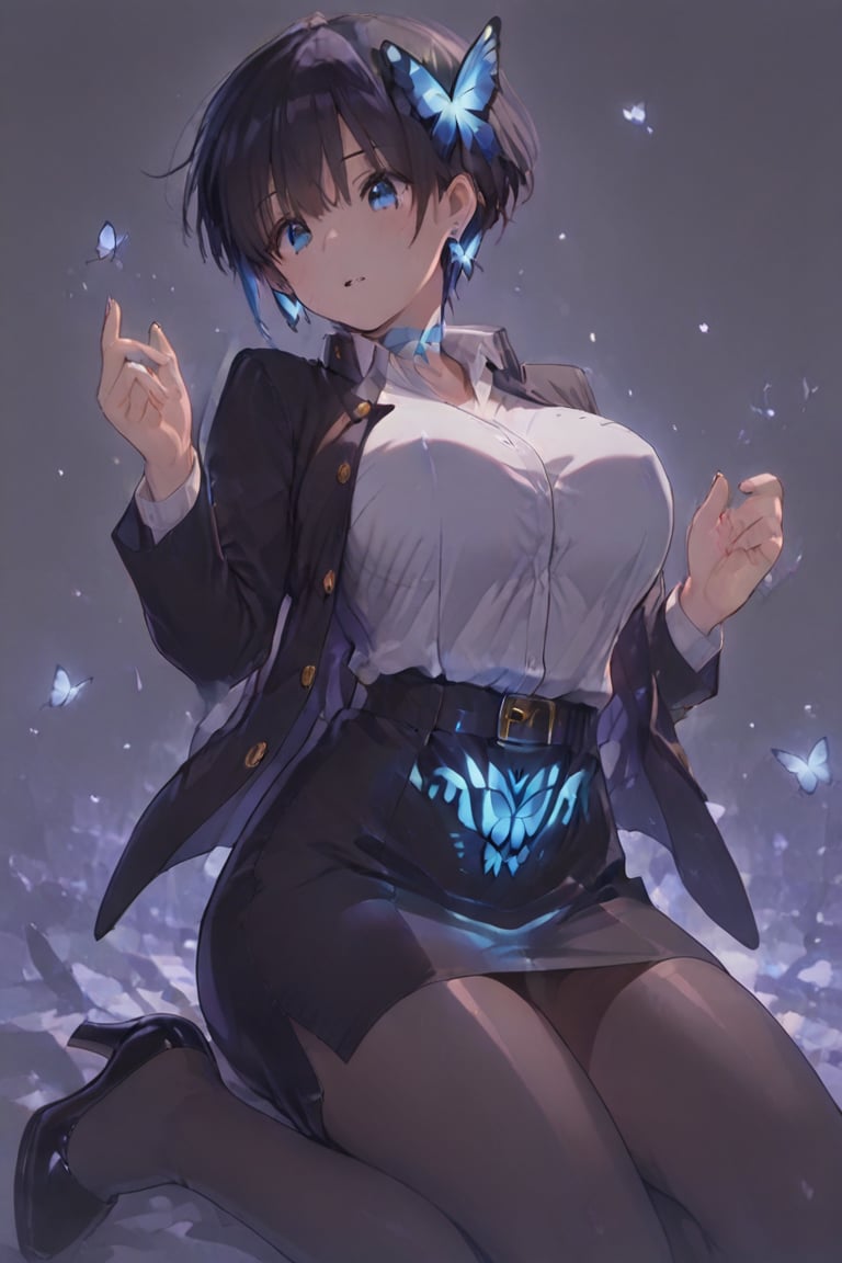 Beautiful breasts,  full breasts,  butterfly hair ornament by らび@kiyoka_succubus on Tensor.Art