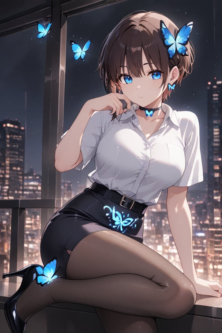 Beautiful breasts,  full breasts,  butterfly hair ornament by らび@kiyoka_succubus on Tensor.Art