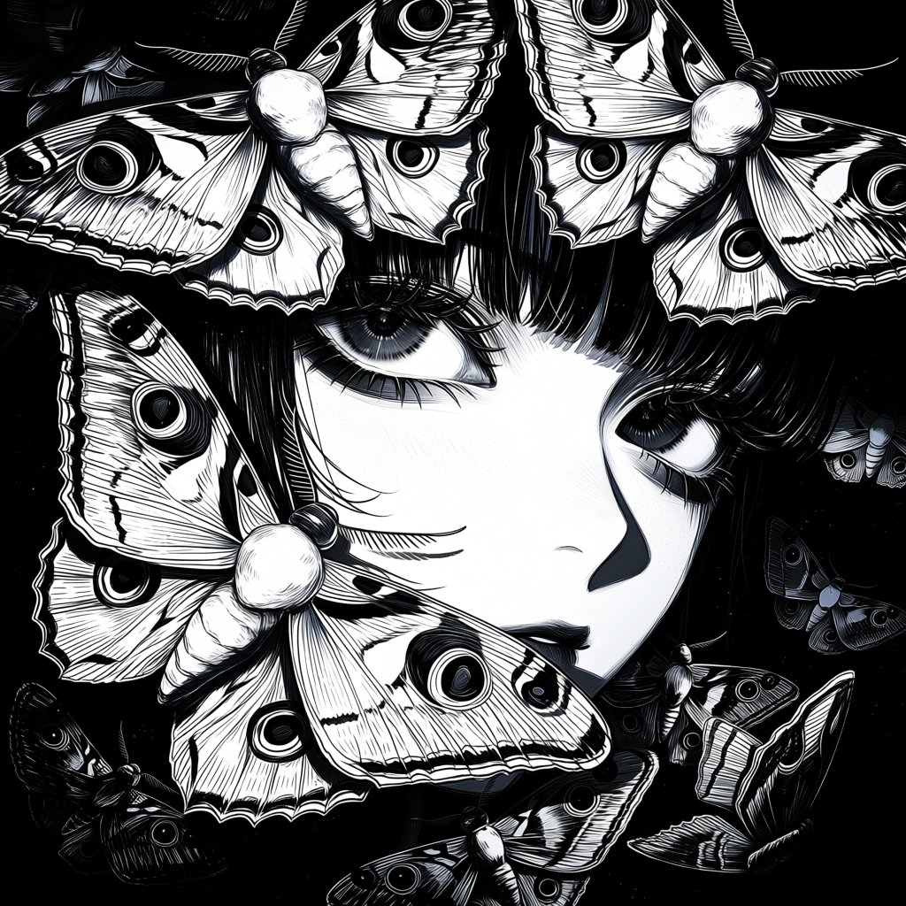 @NIJISIS,  A striking monochromatic portrait of a girl with intense,  deep eyes by Yoruuu on Tensor.Art
