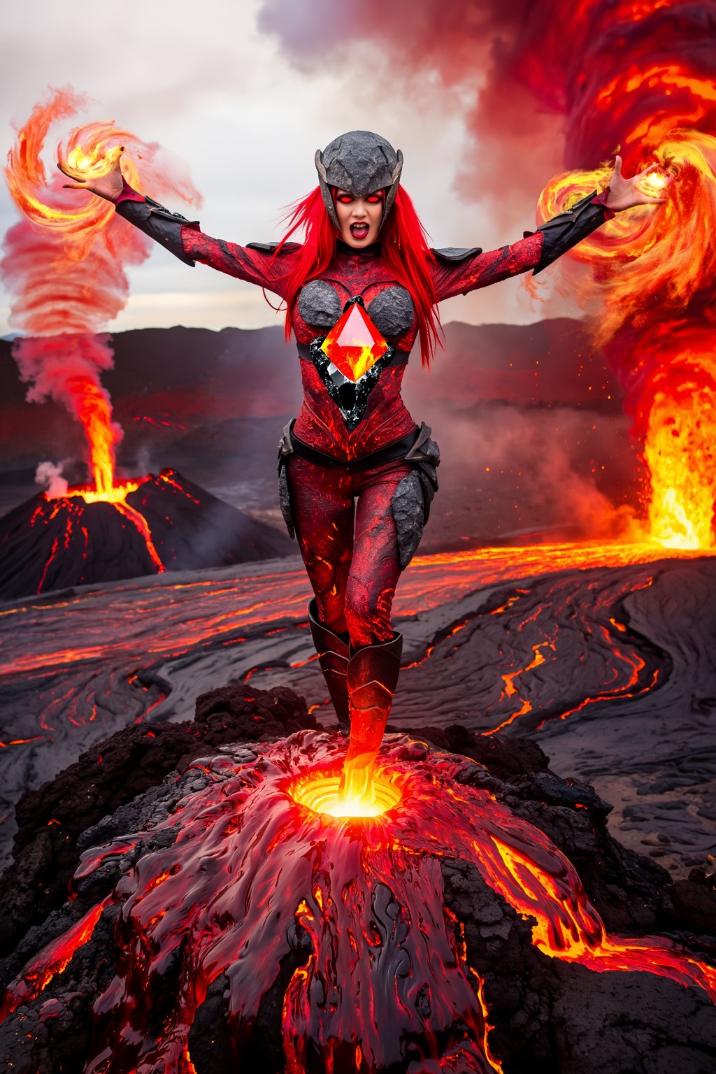 Top quality. Inspiration: Lava,  volcanoes. This painting depicts a lava girl,  representing the energy of Earth's destruc...