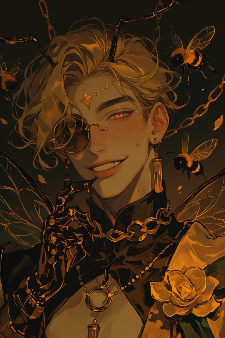 male,  bee_antennae,  golden_hair by PinkCotton 🎐 on Tensor.Art