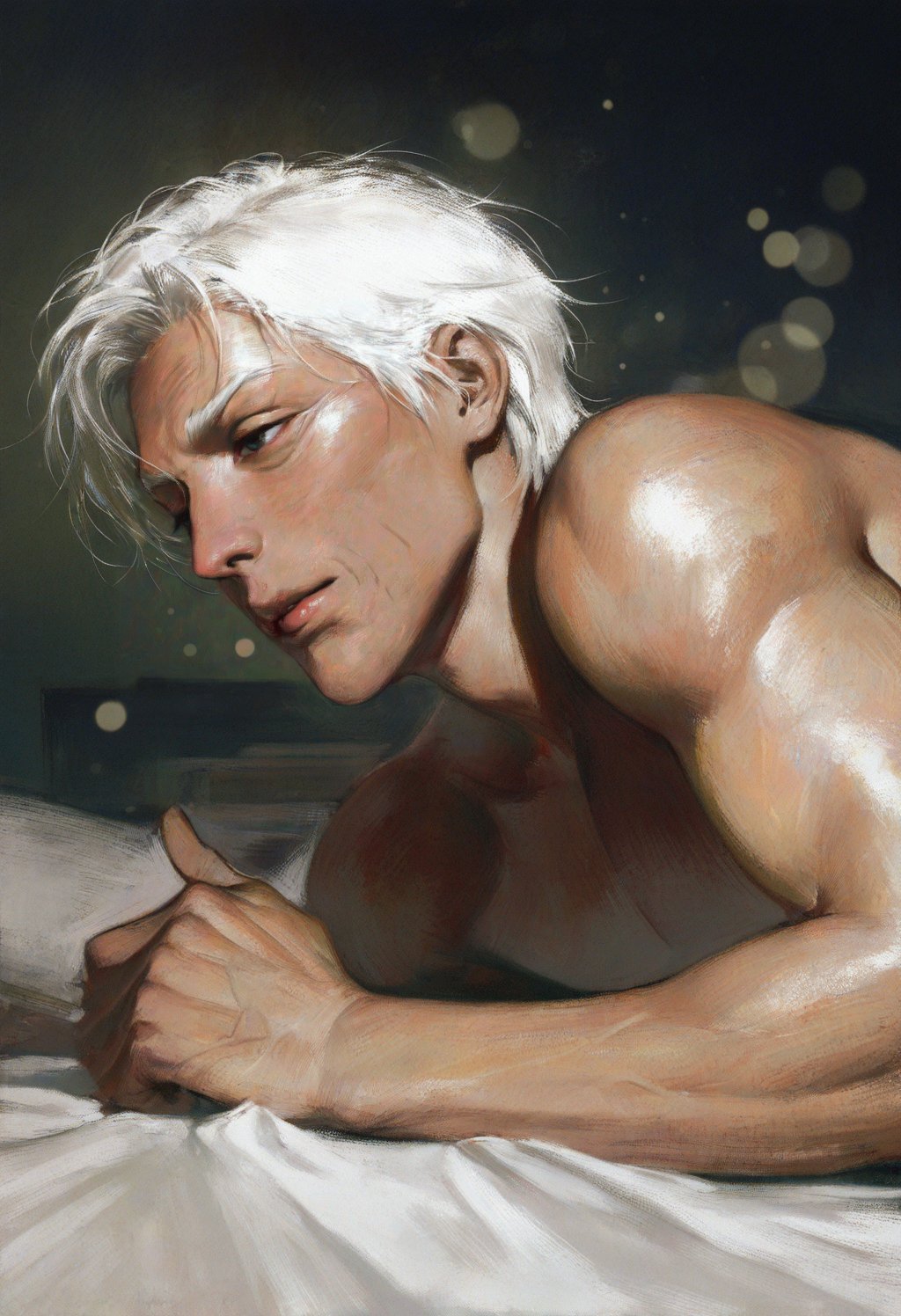 White hair,  1boy,  male focus by ❤︎ ·̩͙  郑艺云 on Tensor.Art