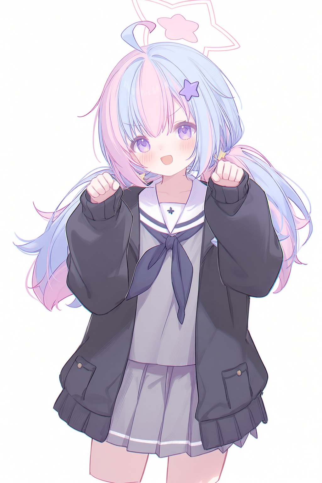 1girl,  ahoge,  black jacket by 13ep on Tensor.Art
