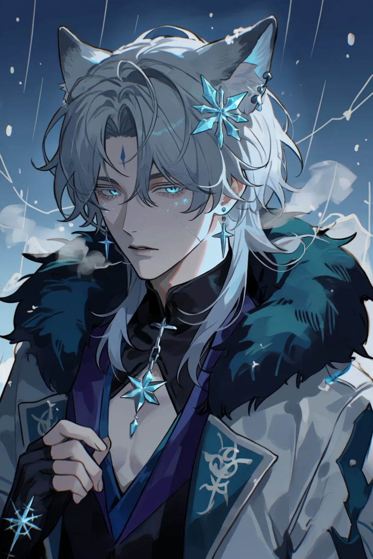 male,  wolf_ears,  long_fluffy_white_hair by PinkCotton 🎐 on Tensor.Art