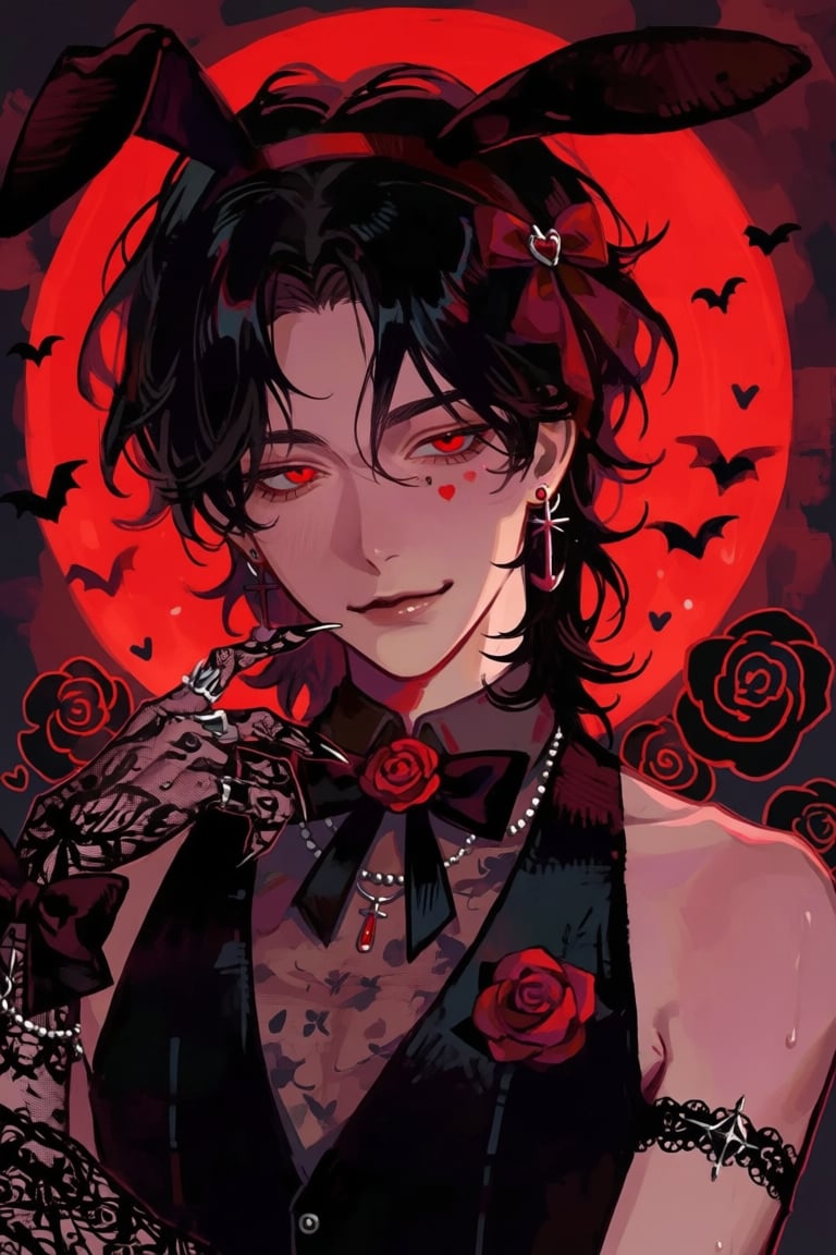 male,  rabbit_ears,  black_curly_hair by PinkCotton 🎐 on Tensor.Art