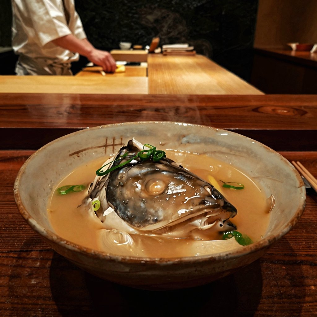 超写実フードフォトグラフィー。正統な台湾虱目魚頭湯（Milkfish Head Soup／サバヒー頭スープ）を主題とする。アイレベルの水平構図（Eye-level horizontal composition）、商業級レストランフォト、超高精細...