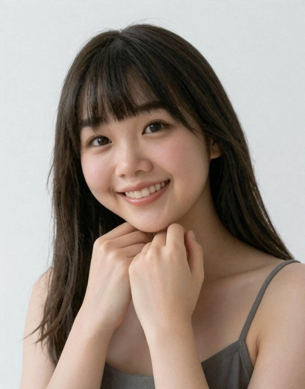 kaya,  1woman,  bangs Pose: tilting head Expression: grin by user_693186431694192228 on Tensor.Art