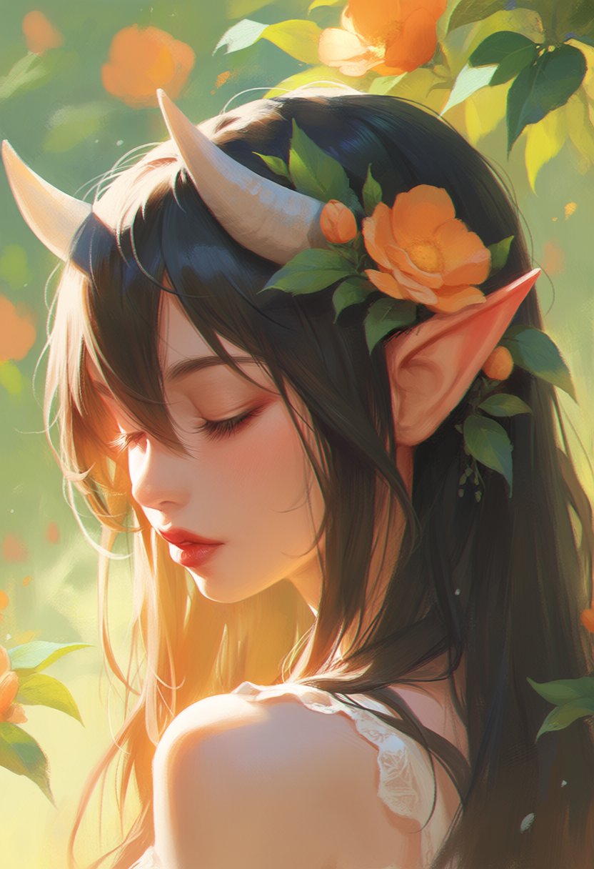 1girl,  solo,  closed eyes by MissFidonyo on Tensor.Art