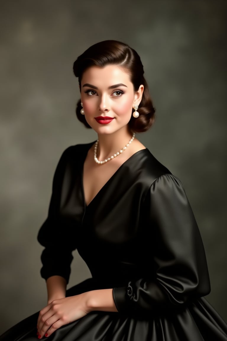 1950s studio portrait of an elegant woman,  medium shot,  centered composition by Frazz99 on Tensor.Art