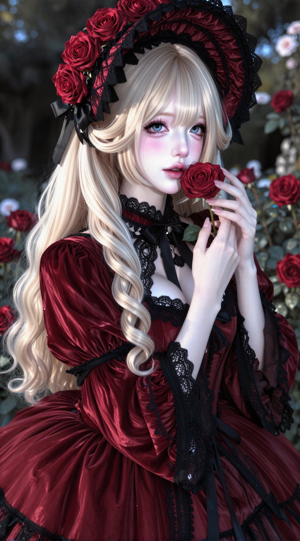 cinematic gothic rose portrait,  delicate doll-like facial features,  porcelain skin by nearme on Tensor.Art