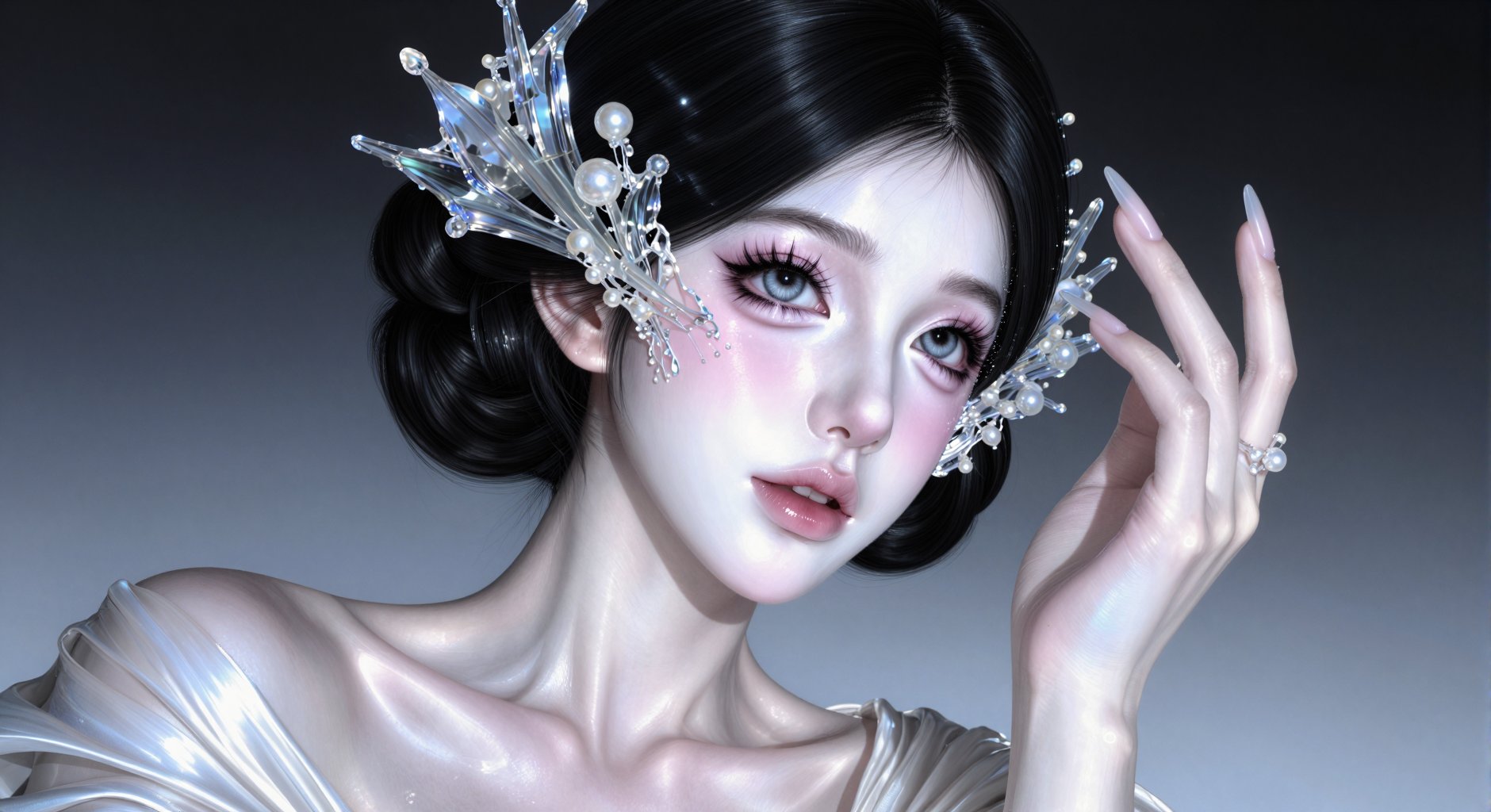 cinematic aquatic fantasy portrait,  delicate doll-like facial features,  porcelain skin by nearme on Tensor.Art