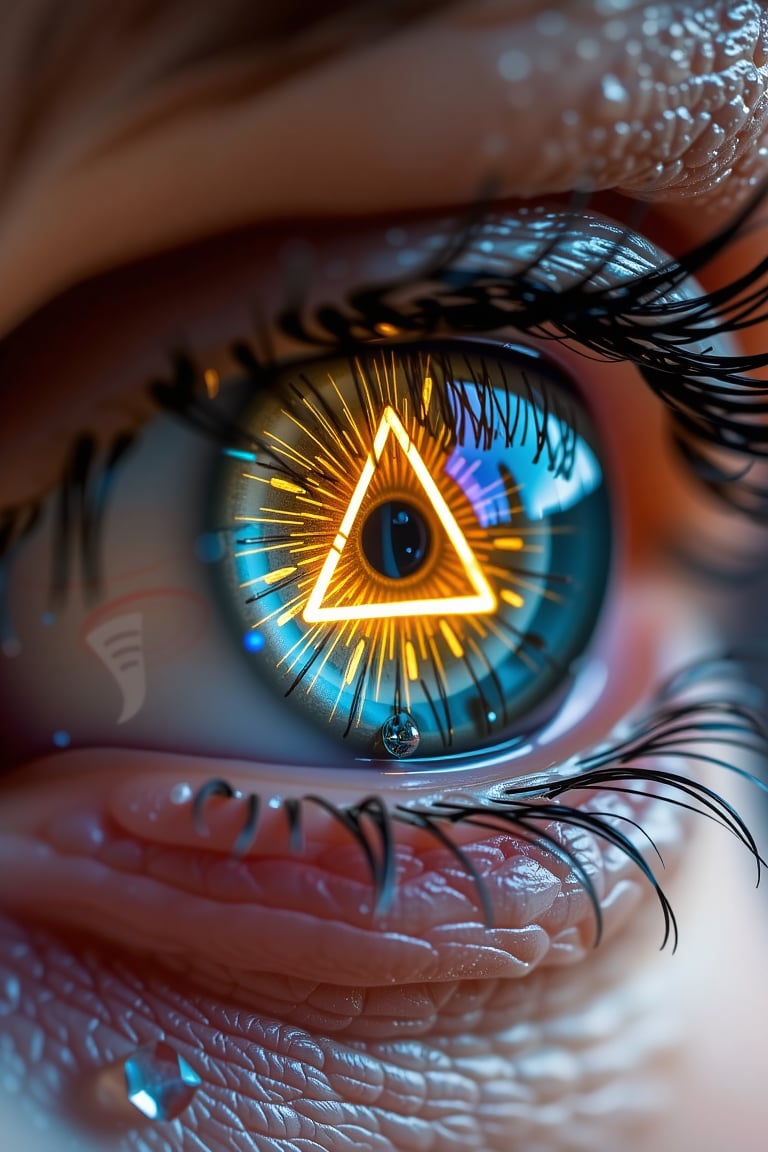 Ultra realistic macro close-up of a fantasy mage eye,  glowing magical rune reflected in the pupil,  extreme skin pore det...