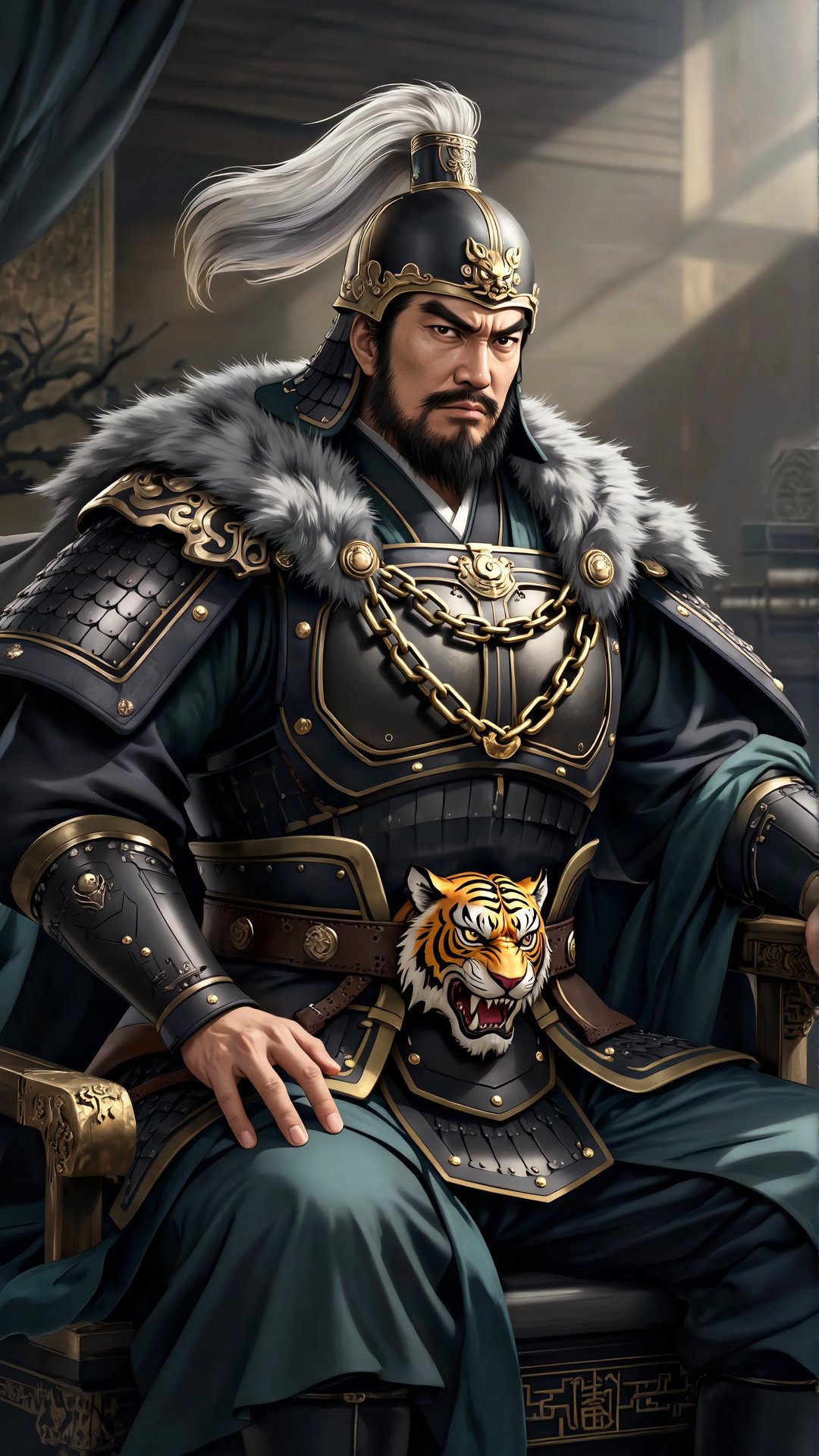 三国时期武将,  55岁。看起来很帅,  身躯宽厚壮硕 by 一起旅行 on Tensor.Art