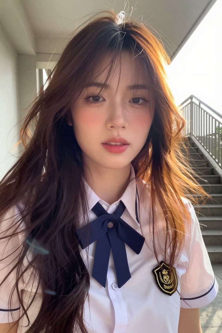 A highly detailed,  realistic candid close-up portrait of a young woman in bright midday,  shot on iPhone 17 by LazyAI.cre...