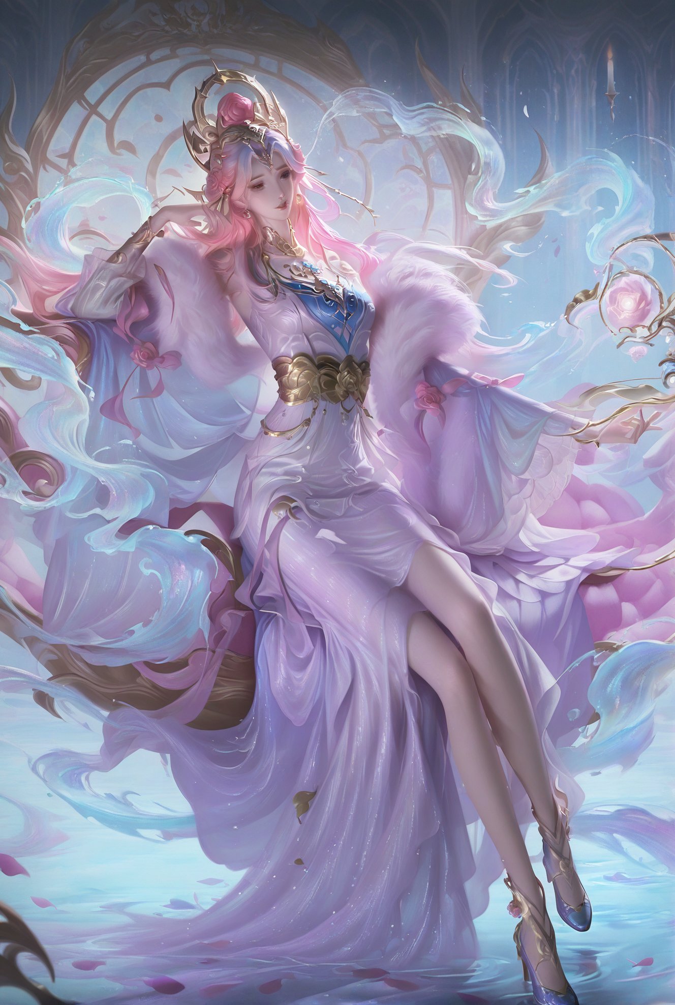 1girl,  solo,  light blue and white gradient hair by 枫林 on Tensor.Art