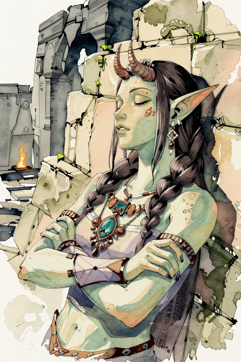 lirseven,  watercolor illustration,  ink and watercolor by Azriaelis on Tensor.Art