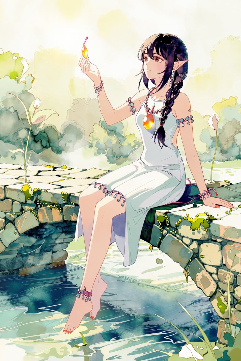 lirseven,  watercolor illustration,  ink and watercolor by Azriaelis on Tensor.Art