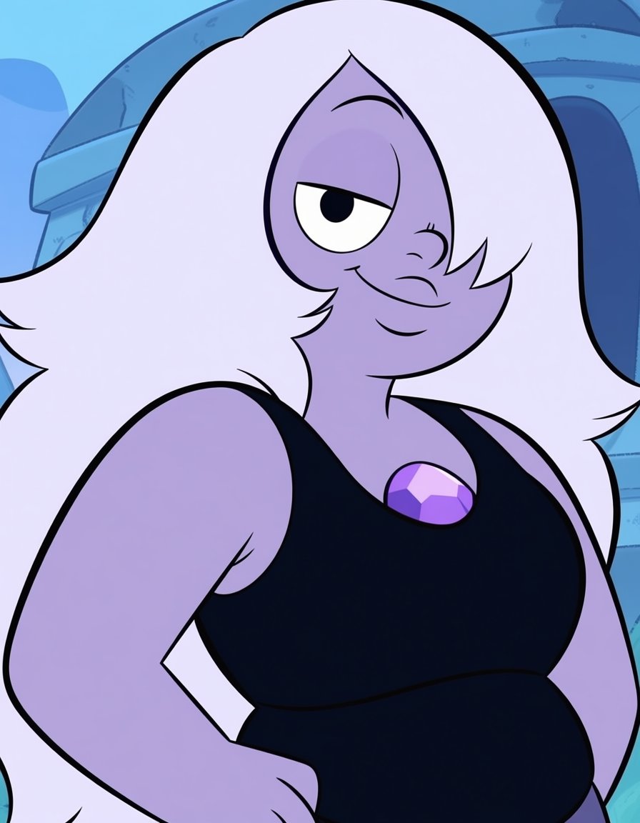 amethyst (steven universe),  style parody,  purple-skinned female by elderagent on Tensor.Art