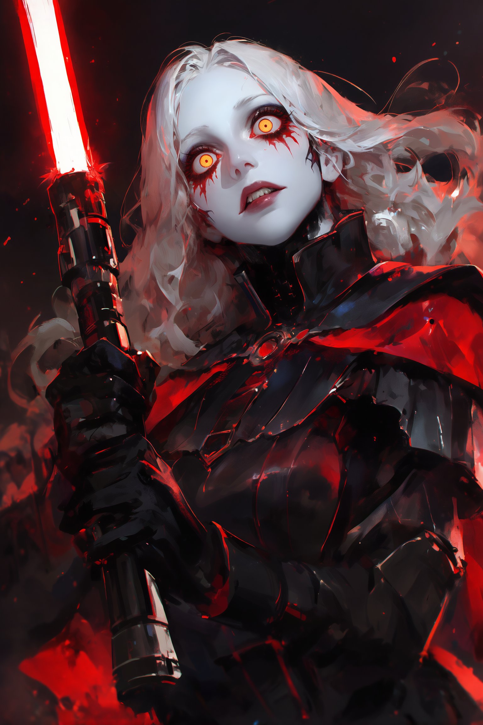 A female sith,  long white hair,  amber eyes by Solar on Tensor.Art