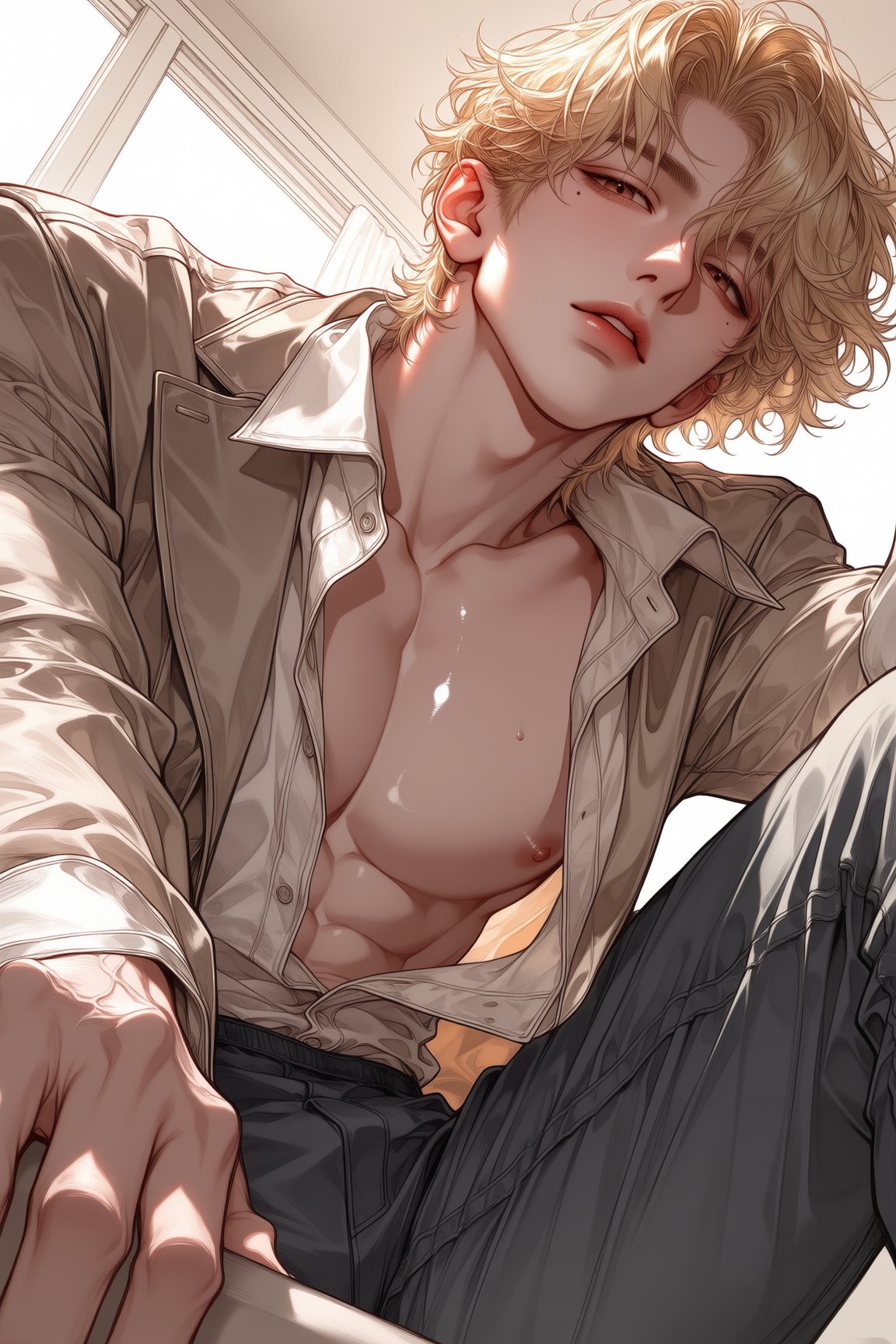 a handsome man ,  messy hair,  bishounen by 小纸条 on Tensor.Art