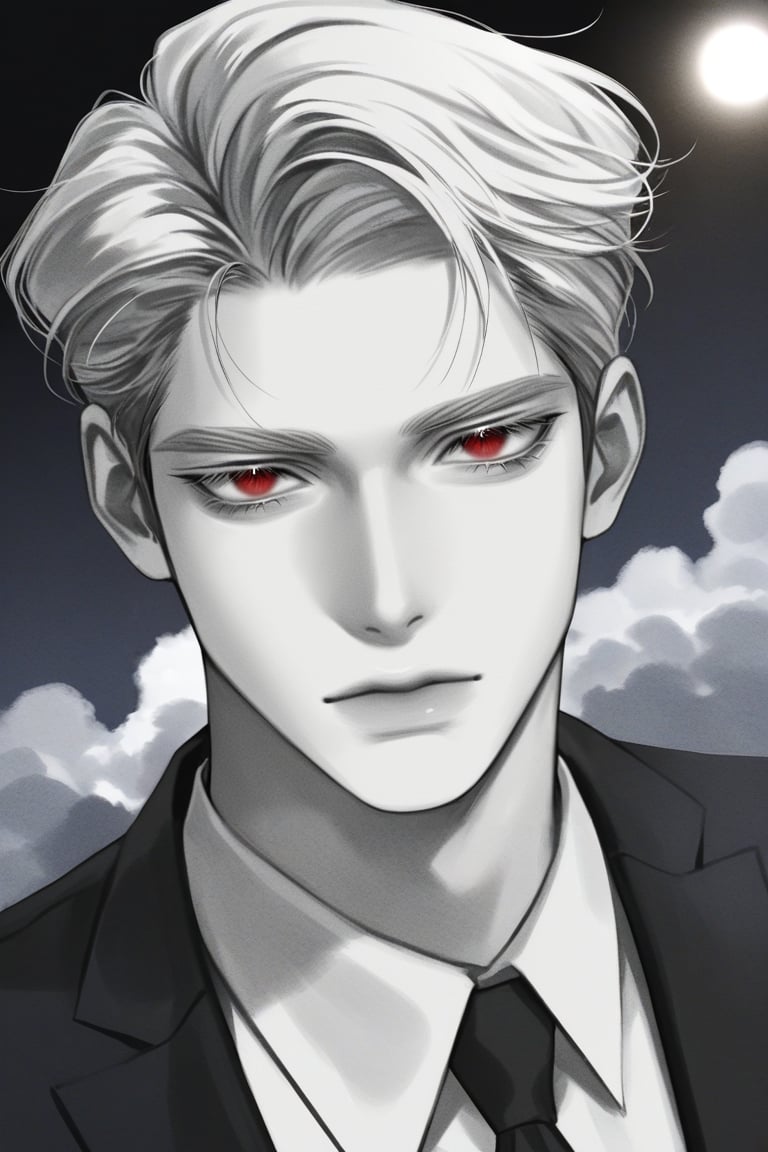1boy,  soft anime illustration,  monochrome palette by 𓆩 𝓩𝖊𝖗𝖊𝖙𝖍𝖟 𓆪 on Tensor.Art