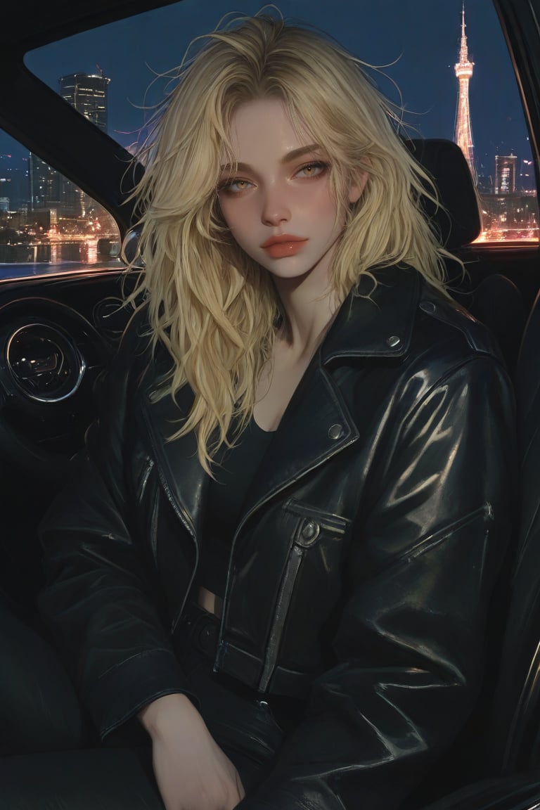 1girl,  solo,  sitting in car by Cheesymud on Tensor.Art