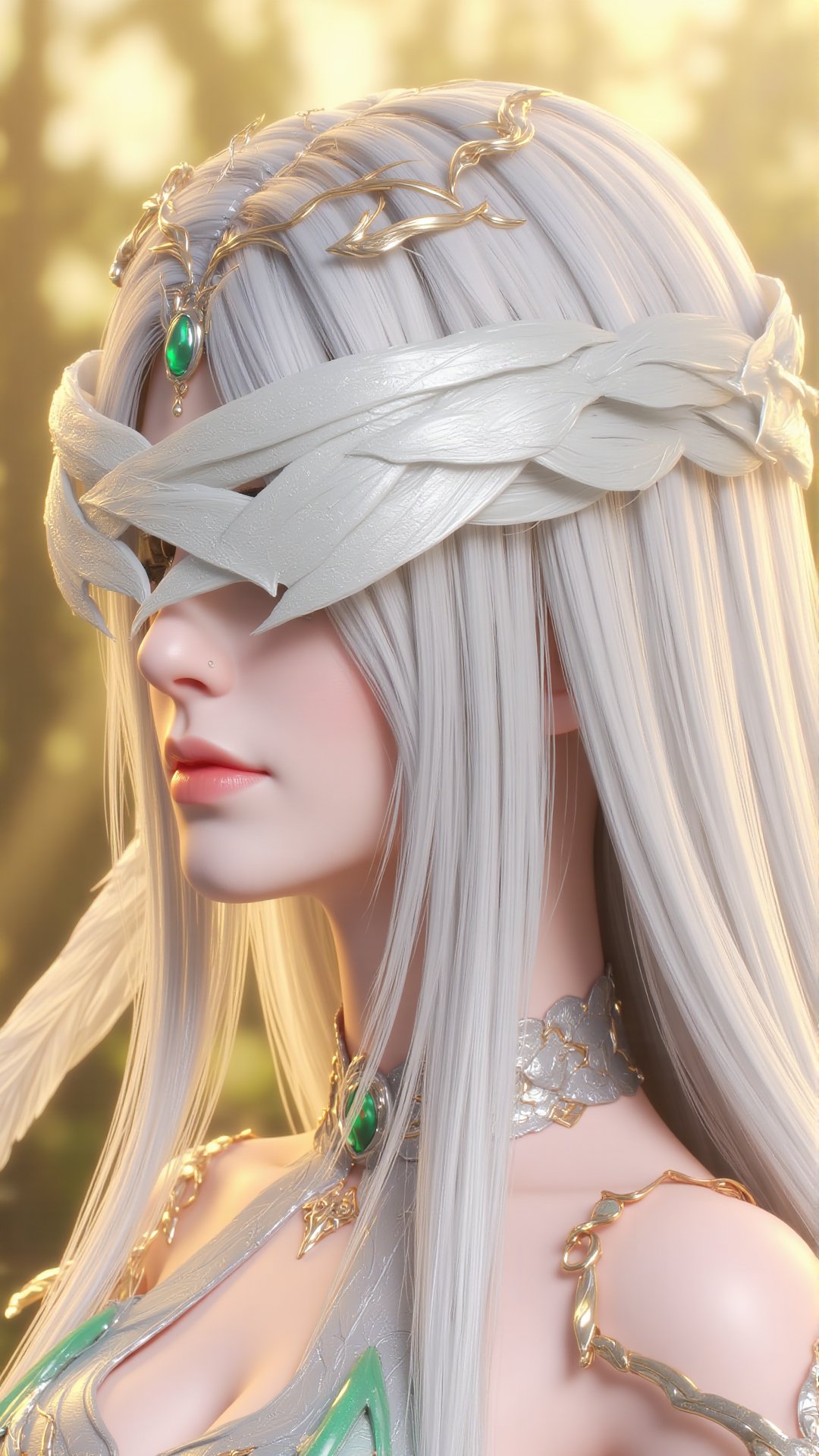 This high-quality,  realistic digital portrait features a woman with long,  straight silver hair by 掌缘生灭 on Tensor.Art