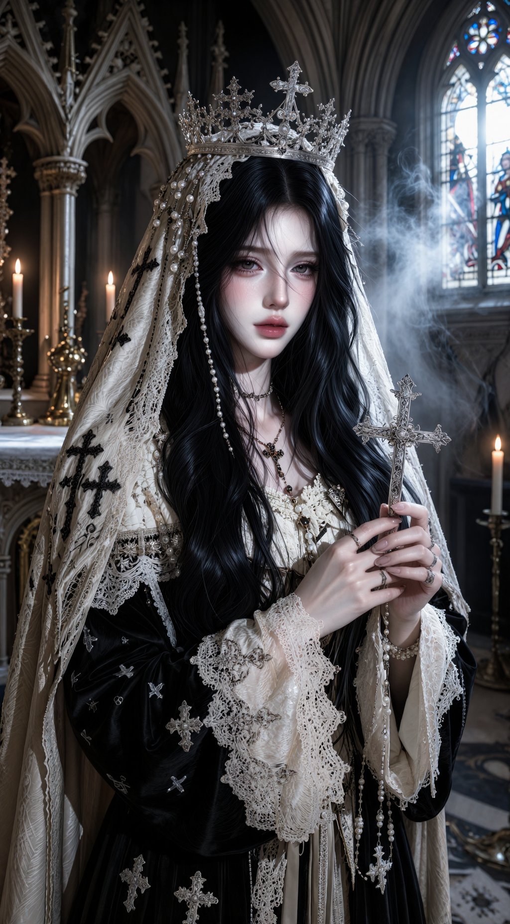 cinematic gothic portrait,  delicate doll-like facial features,  porcelain skin by nearme on Tensor.Art