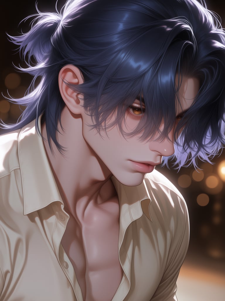 1 male,  solo,  (dark blue hair) by Shopon_skp on Tensor.Art