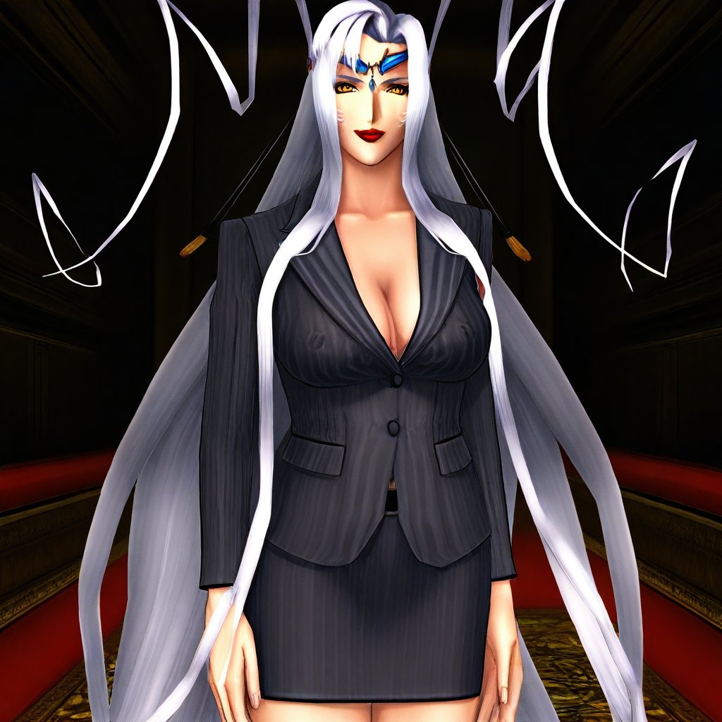 white hair,  very long hair,  parted hair by montblanc5 on Tensor.Art