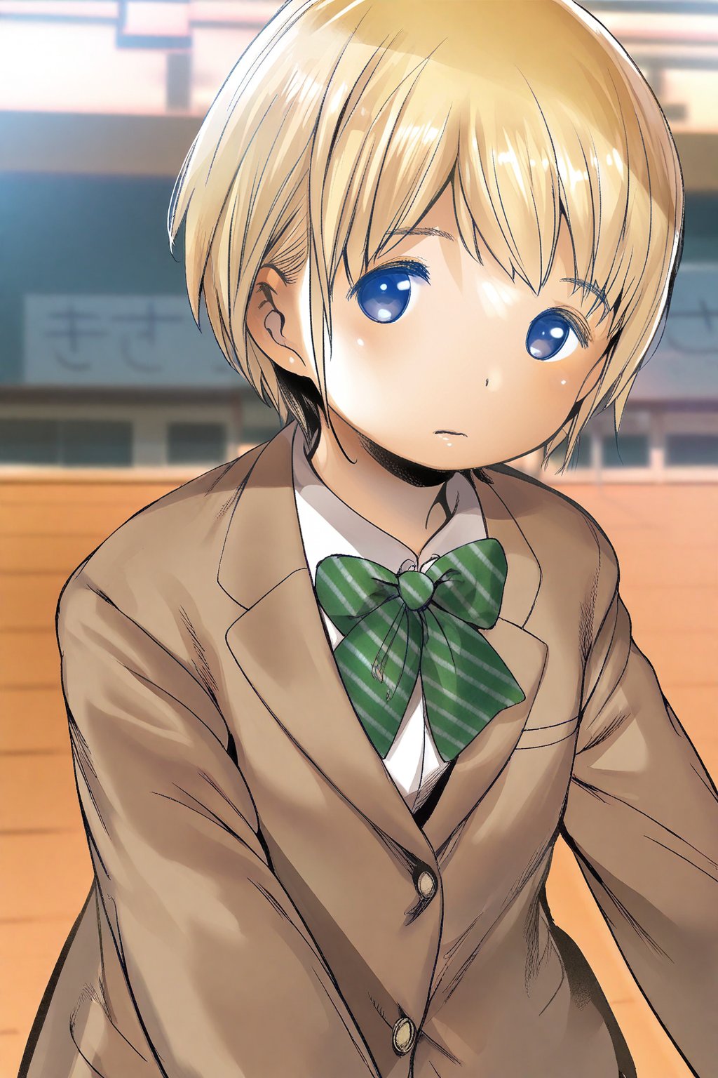 (OkadaArt),  depth of field,  1girl with blonde hair and blue eyes in a cute solo pose by MasteRaccoonMan on Tensor.Art