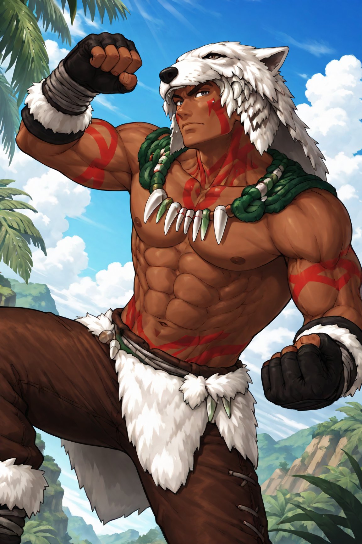 1boy,  Hallec_S3,  white pelt as a hood by Dowizar on Tensor.Art