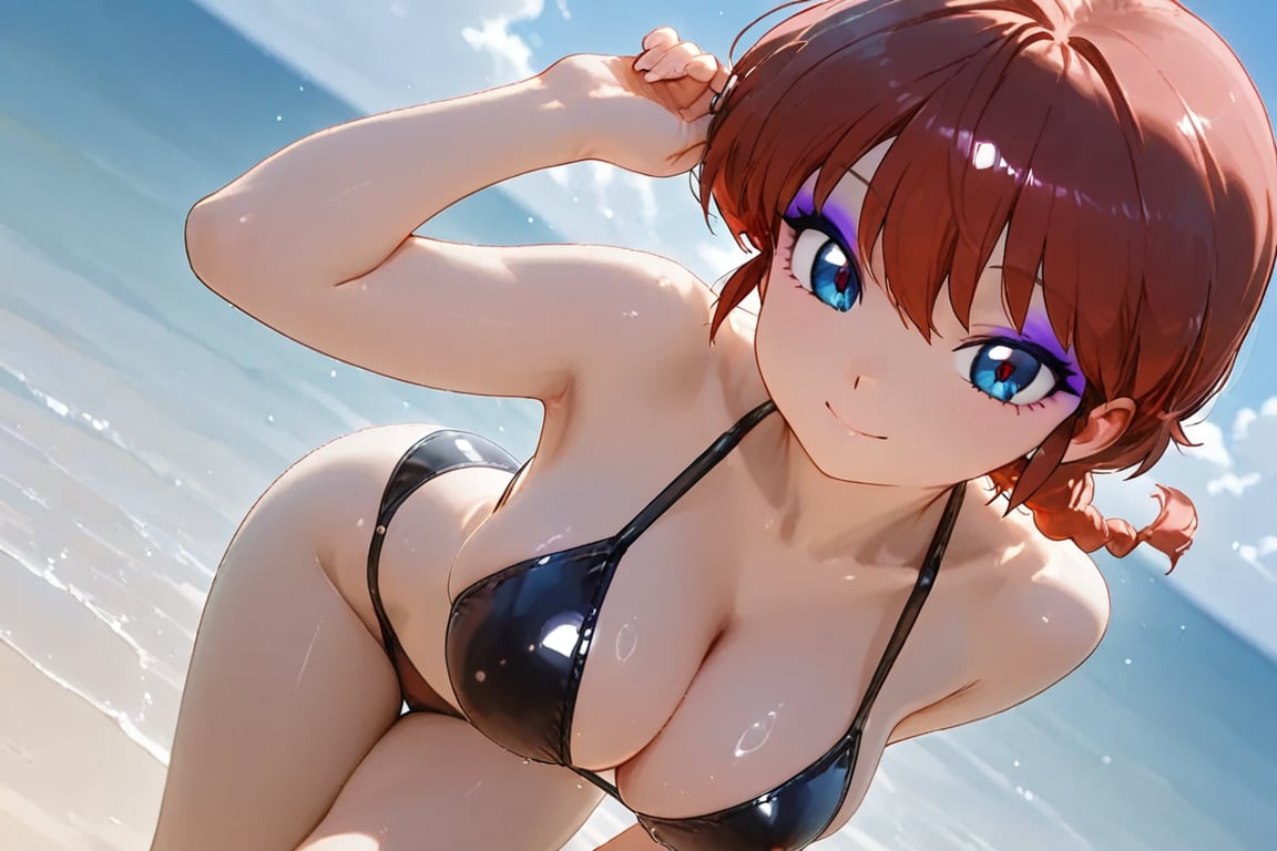 Black bikini,  eyeshadow,  purple eyeshadow by らび@kiyoka_succubus on Tensor.Art