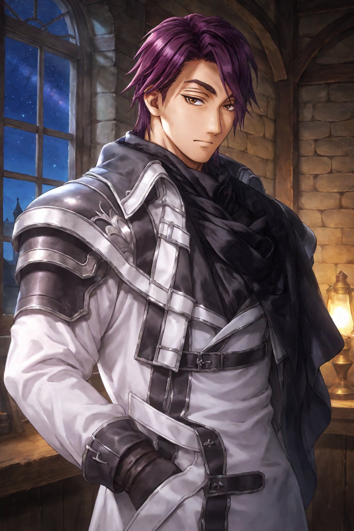 1boy,  AlbertS3,  purple hair by Dowizar on Tensor.Art