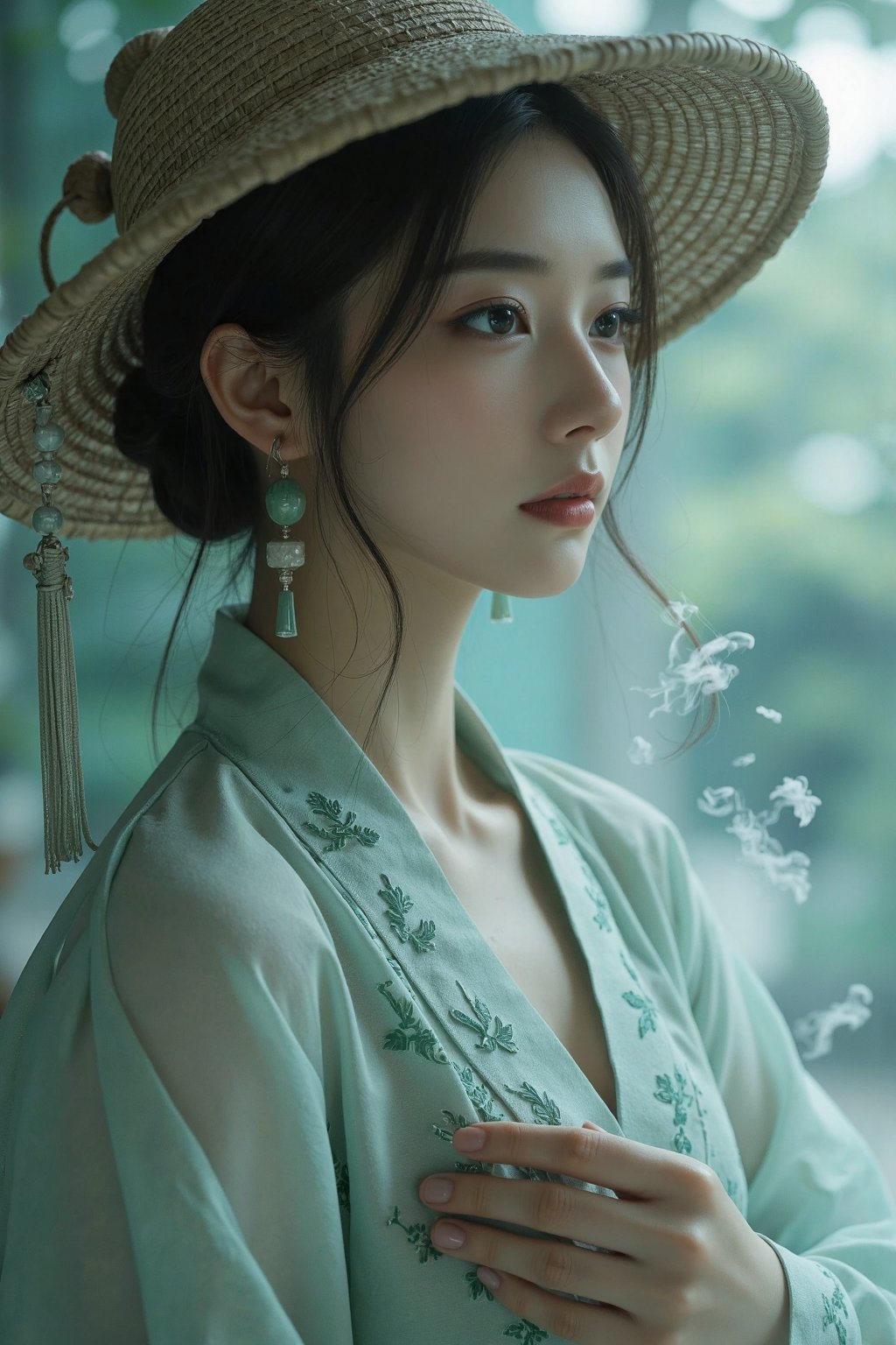 Fine 3D rendering + cyber ink aesthetics + color blending + blurring and diffusing gauze,  a cold and indifferent peach bl...